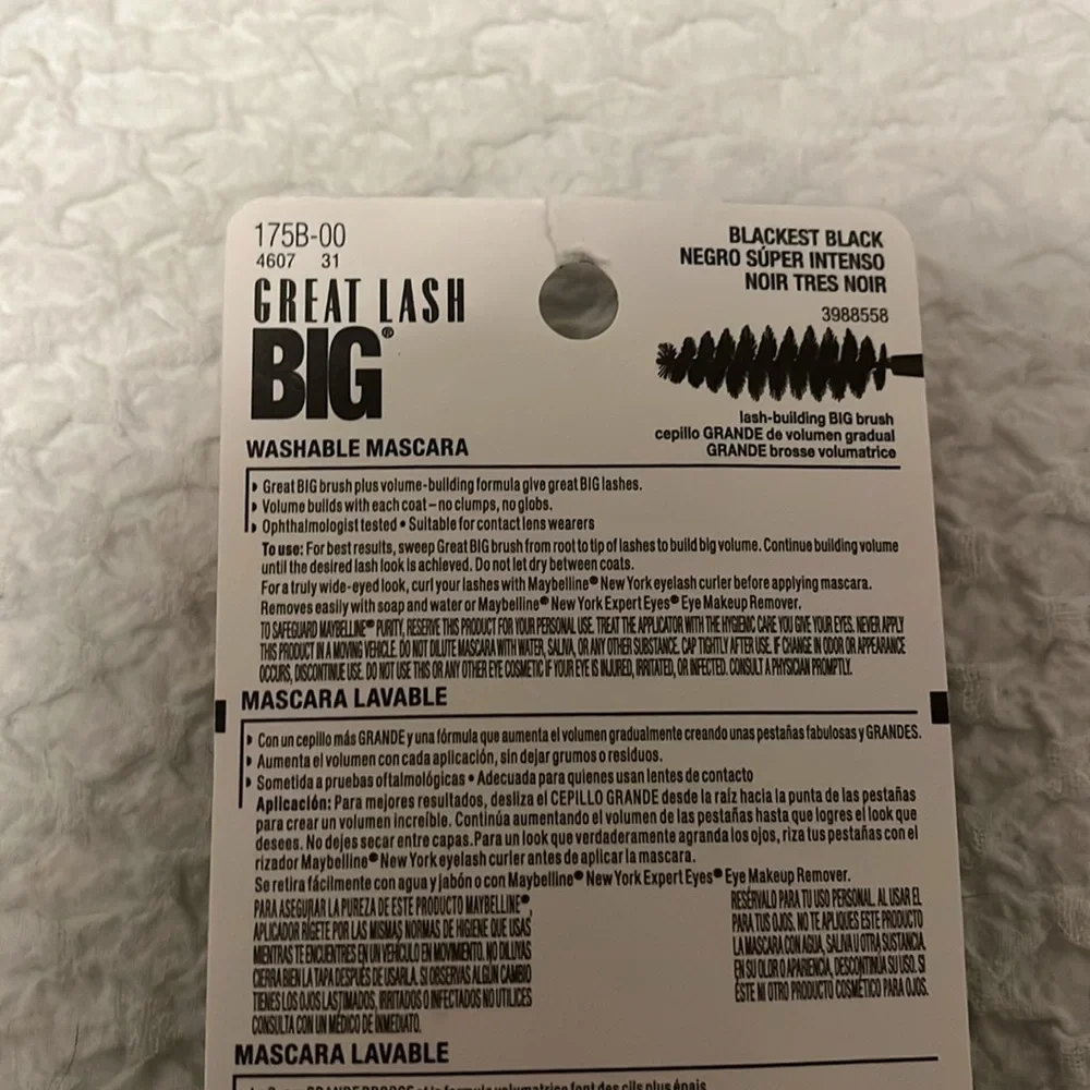 NWT Maybelline Great Lash Mascara - Blackest Black